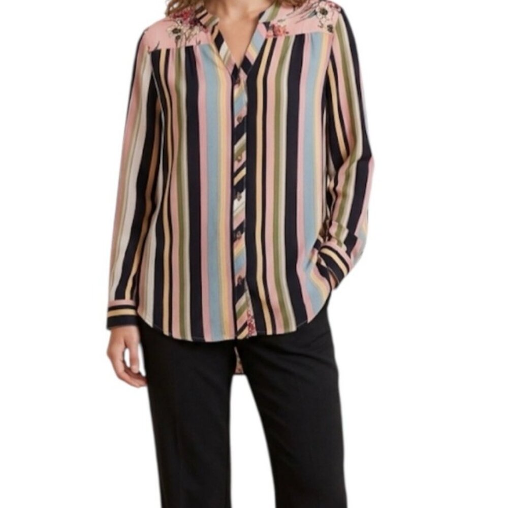Anthropologie Fig And Flower Mixed Media Cottagecore Boho Chic Blouse Large